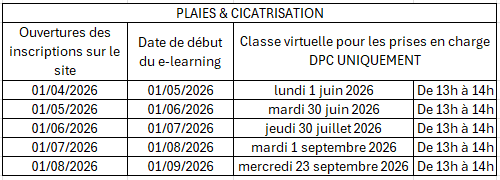 Calendrier EL Plaies